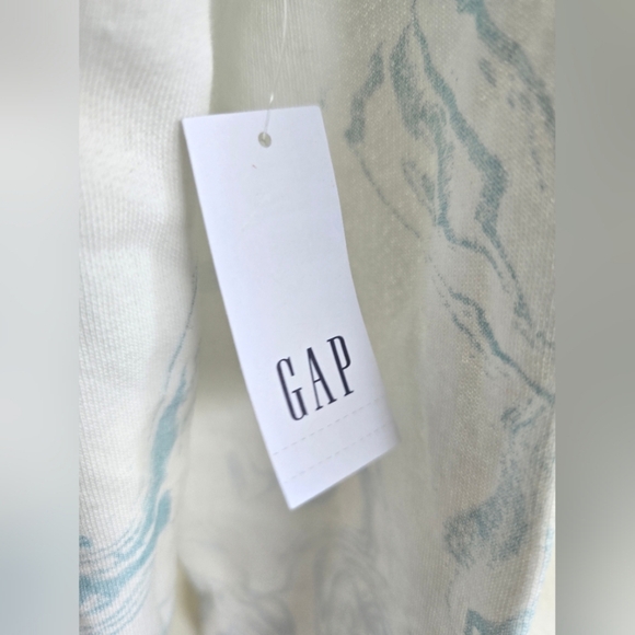 NWT! GAP, Logo Sweatshirt With Hood, White/Blue Swirl, Size XS - Picture 10 of 10